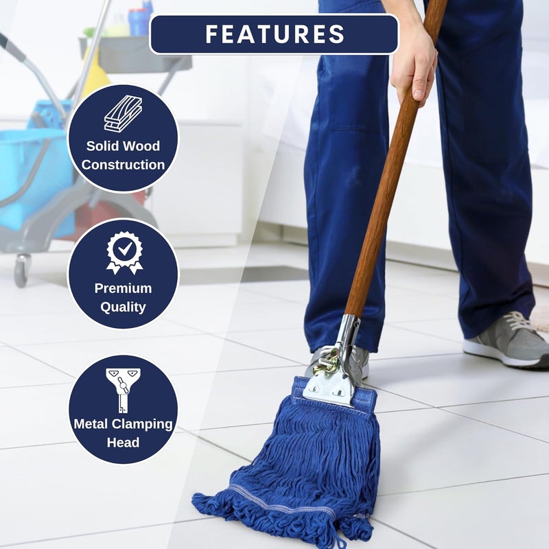 ILOT 59" Mop Claw Clamp Commercial Mop Handle Pack of 2 Industrial Mop Steelhead with Wooden Handle Wet Mops for Floor Cleaning Heavy Duty (Mops not Included) - Image 4